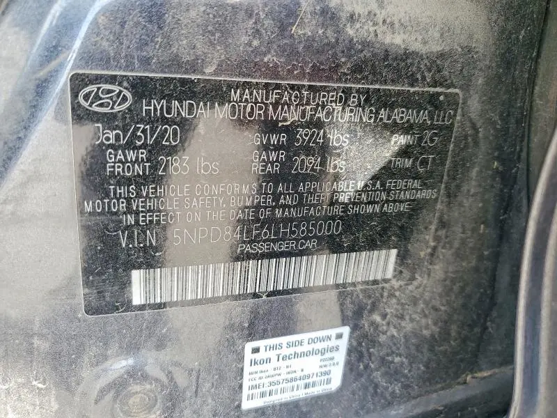 2020 HYUNDAI ELANTRA SEL  