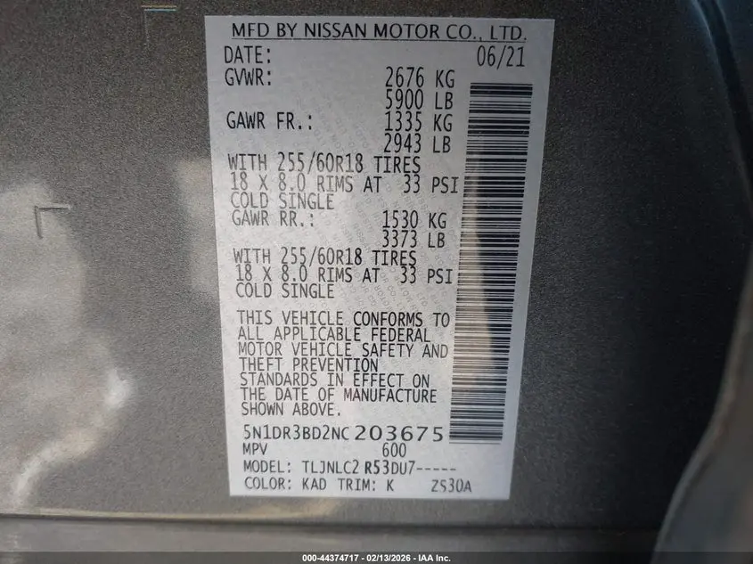 2022 NISSAN PATHFINDER SV 4WD