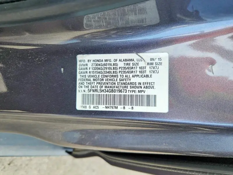 2016 HONDA ODYSSEY SE  