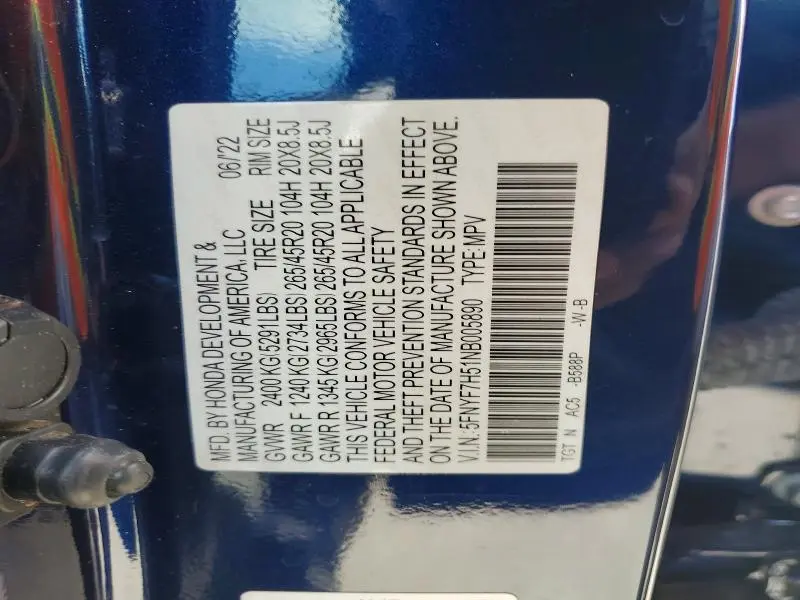 2022 HONDA PASSPORT EXL  