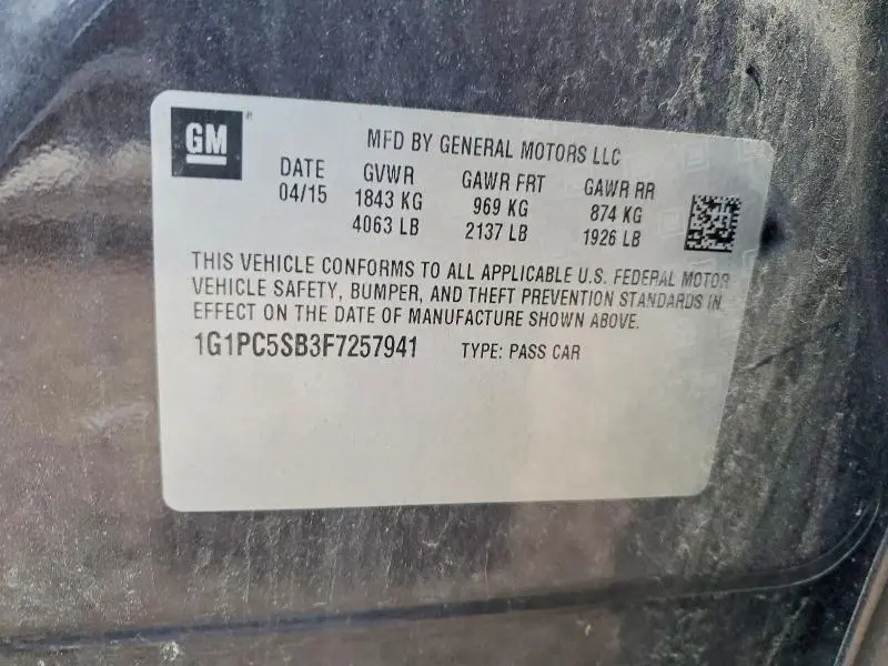 2015 CHEVROLET CRUZE LT  