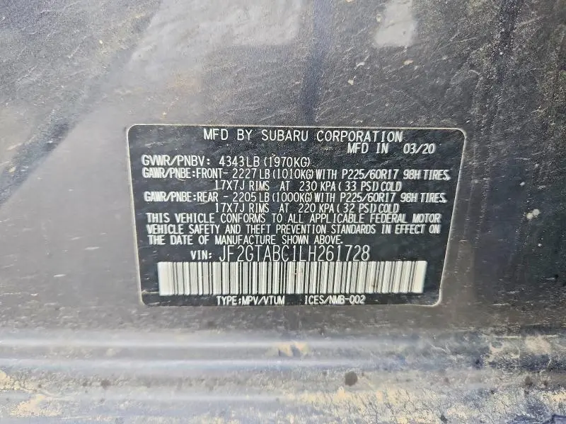2020 SUBARU CROSSTREK   