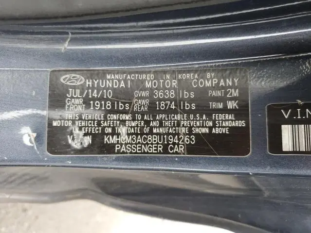 2011 HYUNDAI ACCENT GL  