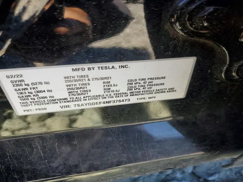2022 TESLA MODEL Y   