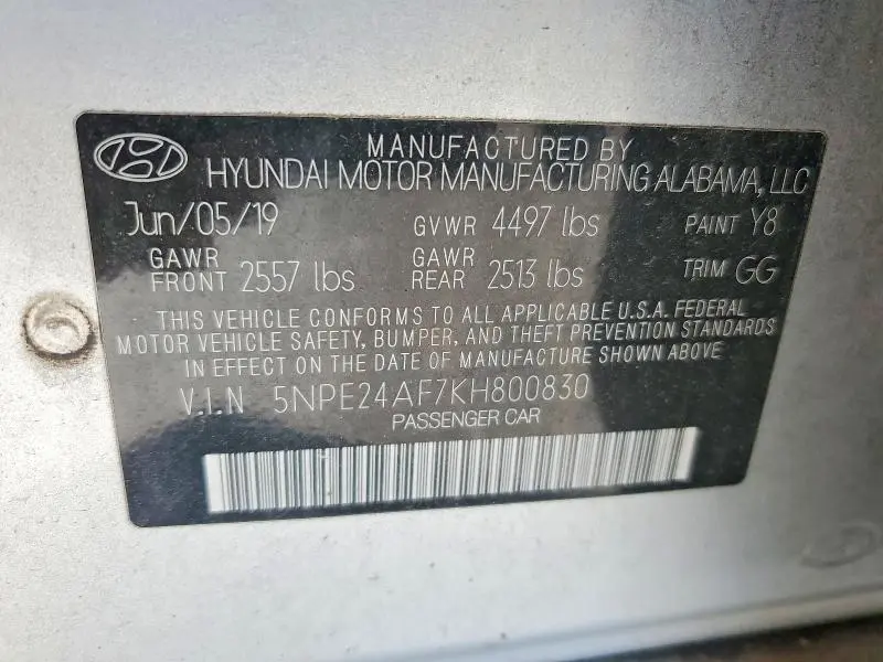 2019 HYUNDAI SONATA SE  