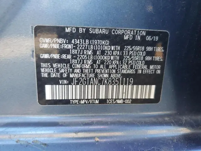 2019 SUBARU CROSSTREK LIMITED  
