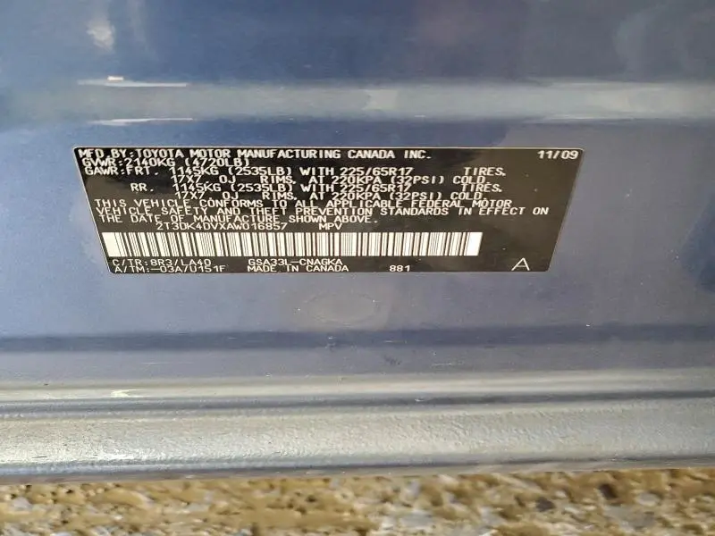 2010 TOYOTA RAV4 LIMITED  