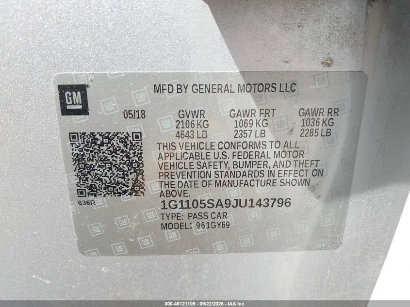2018 CHEVROLET IMPALA 1LT
