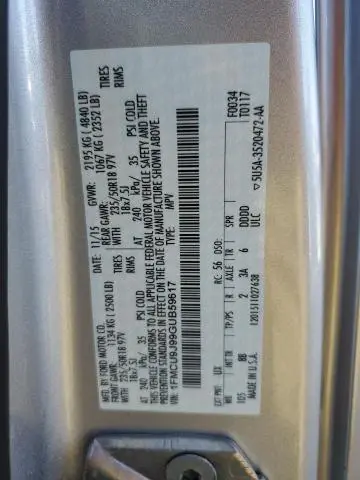 2016 FORD ESCAPE TITANIUM  