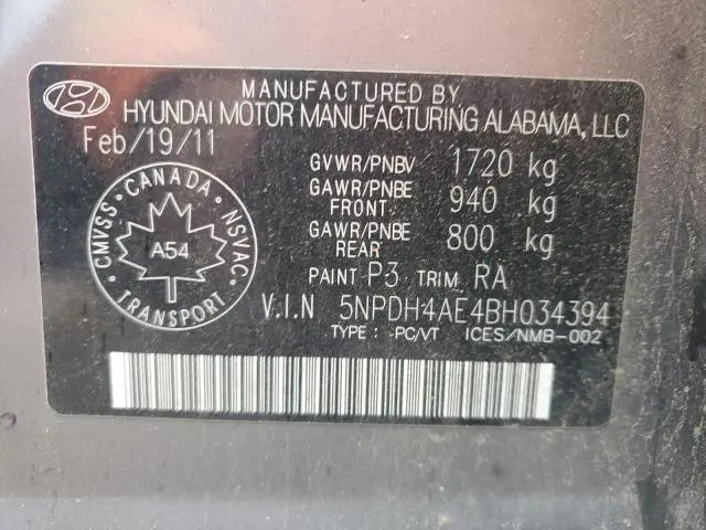 2011 HYUNDAI ELANTRA GLS  