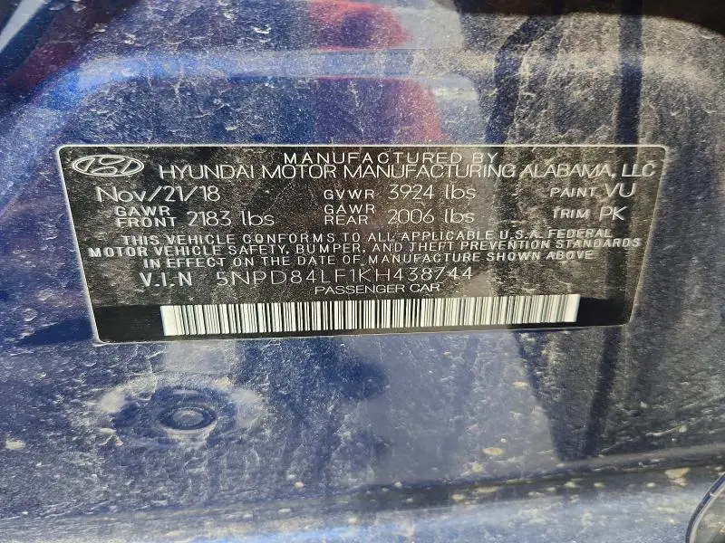 2019 HYUNDAI ELANTRA SEL  