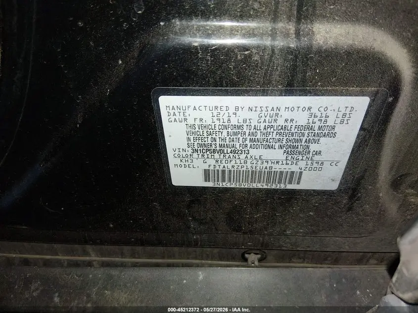 2020 NISSAN KICKS S XTRONIC CVT