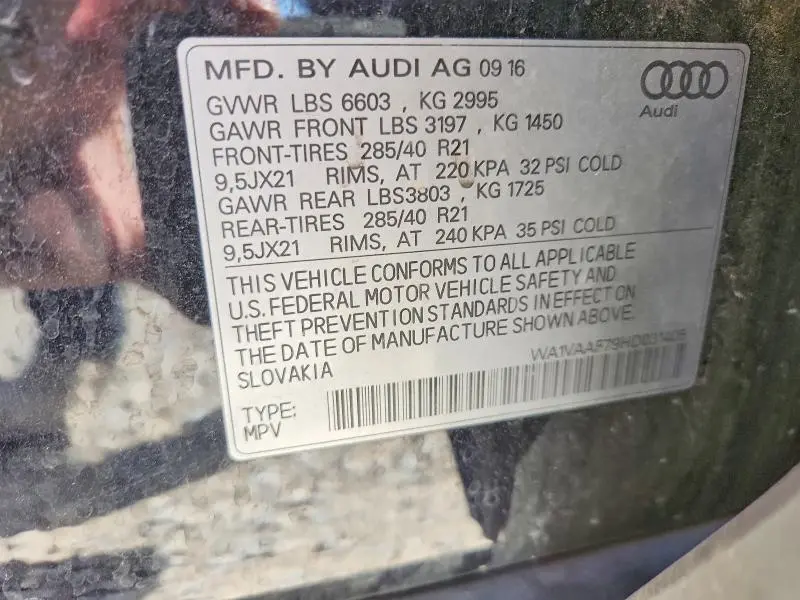 2017 AUDI Q7 PRESTIGE  