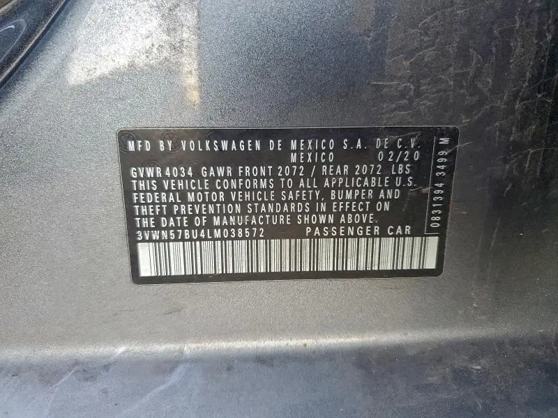 2020 VOLKSWAGEN JETTA S  