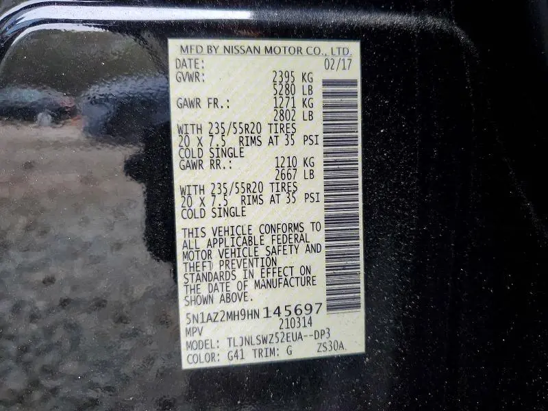 2017 NISSAN MURANO PLATINUM  