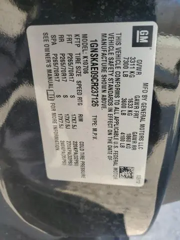 2012 CHEVROLET TAHOE K1500 LS