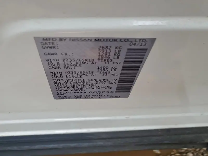 2013 NISSAN PATHFINDER S  