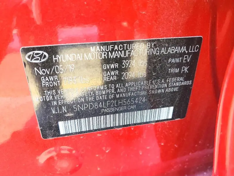 2020 HYUNDAI ELANTRA SEL  