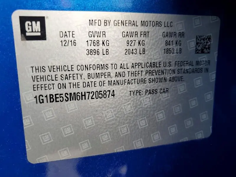 2017 CHEVROLET CRUZE LT  