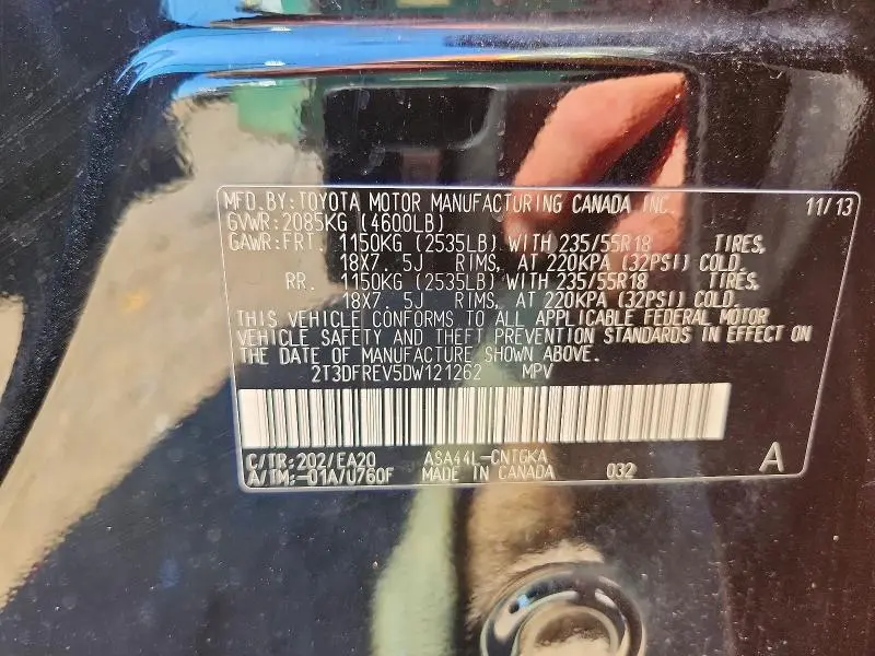 2013 TOYOTA RAV4 LIMITED  