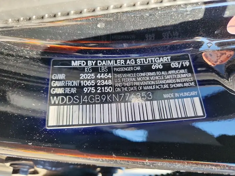 2019 MERCEDES-BENZ CLA 250 4MATIC  