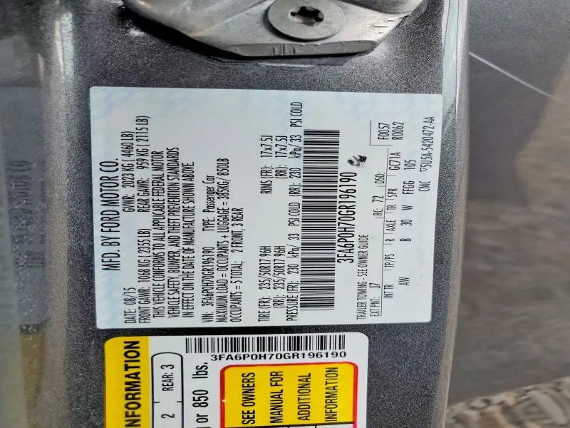 2016 FORD FUSION SE  