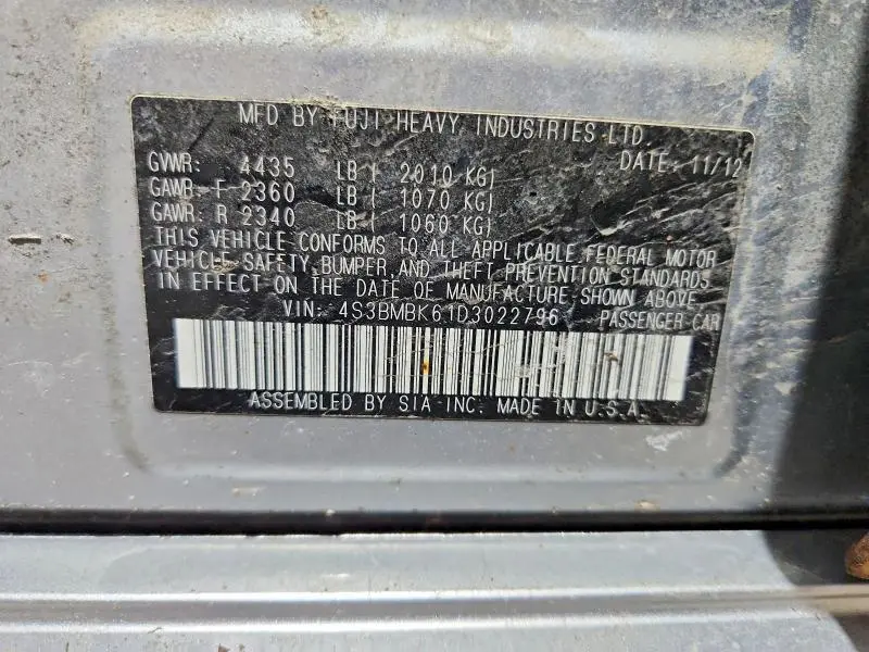 2013 SUBARU LEGACY 2.5I LIMITED  