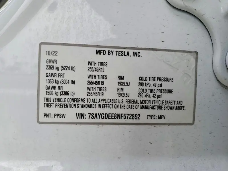 2022 TESLA MODEL Y   