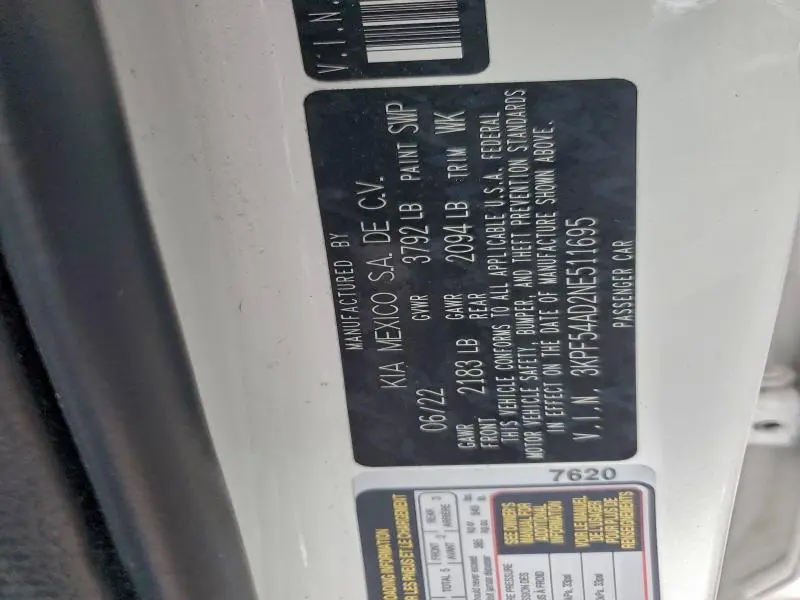 2022 KIA FORTE GT LINE  