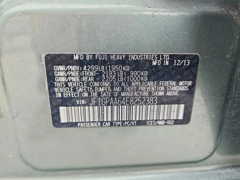 2014 SUBARU IMPREZA   