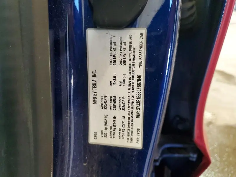 2020 TESLA MODEL 3   