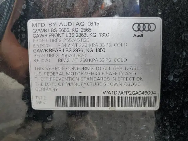 2016 AUDI Q5 PREMIUM PLUS S-LINE  