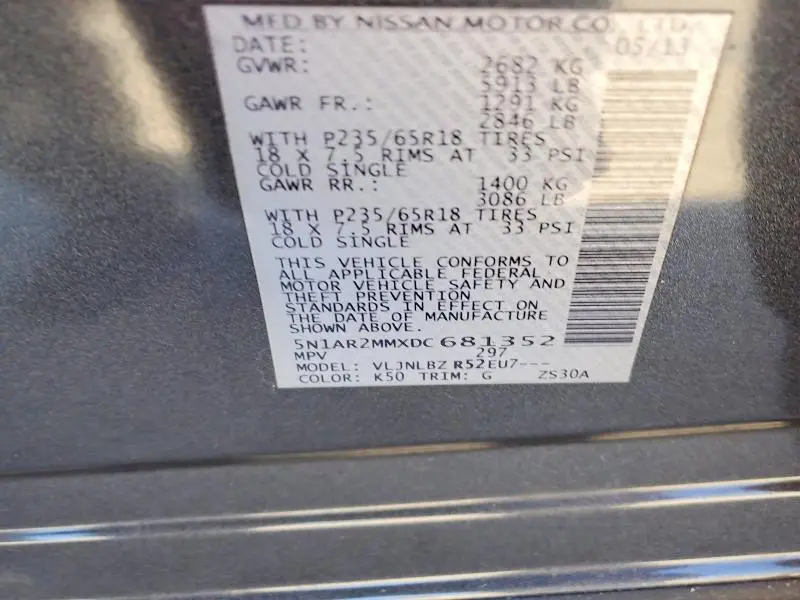 2013 NISSAN PATHFINDER S  