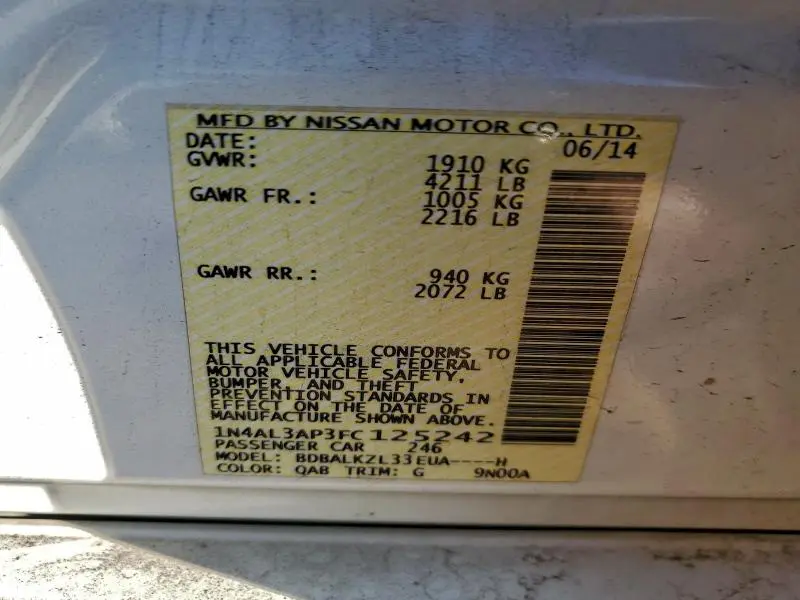 2015 NISSAN ALTIMA 2.5  