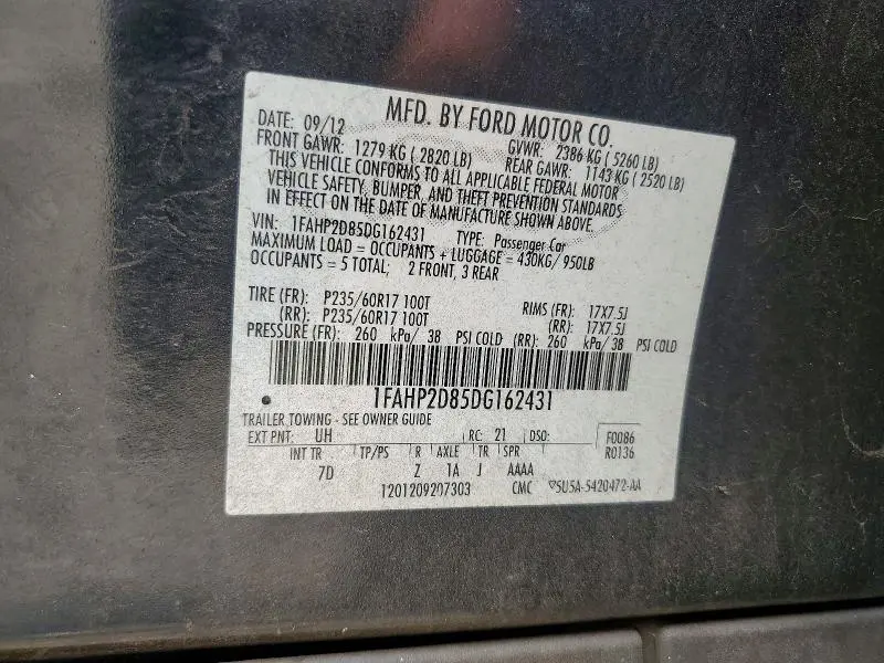 2013 FORD TAURUS SE  