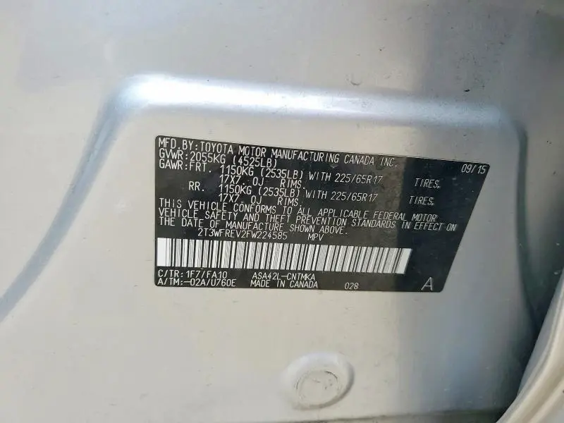 2015 TOYOTA RAV4 XLE  