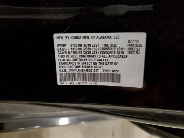 2018 HONDA ODYSSEY ELITE  