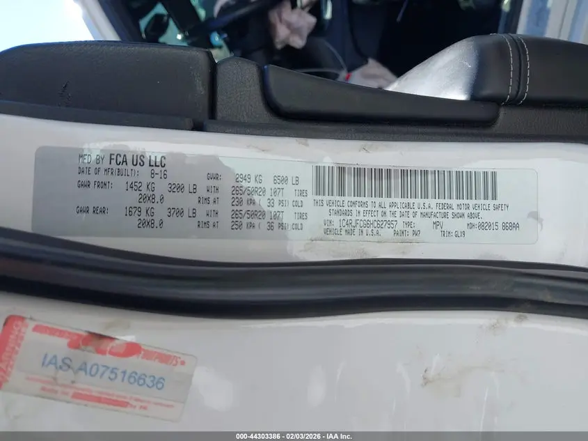 2017 JEEP GRAND CHEROKEE OVERLAND 4X4