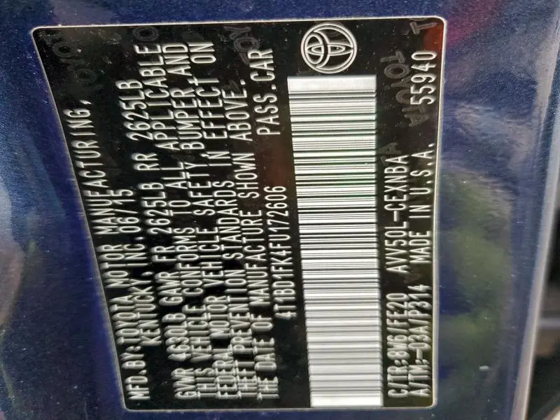 2015 TOYOTA CAMRY HYBRID  