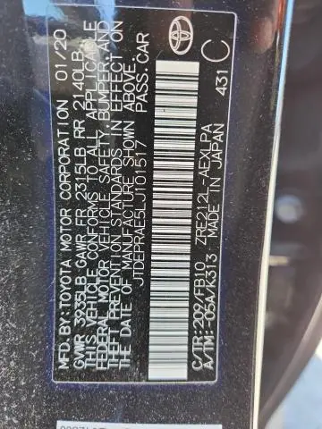 2020 TOYOTA COROLLA LE  