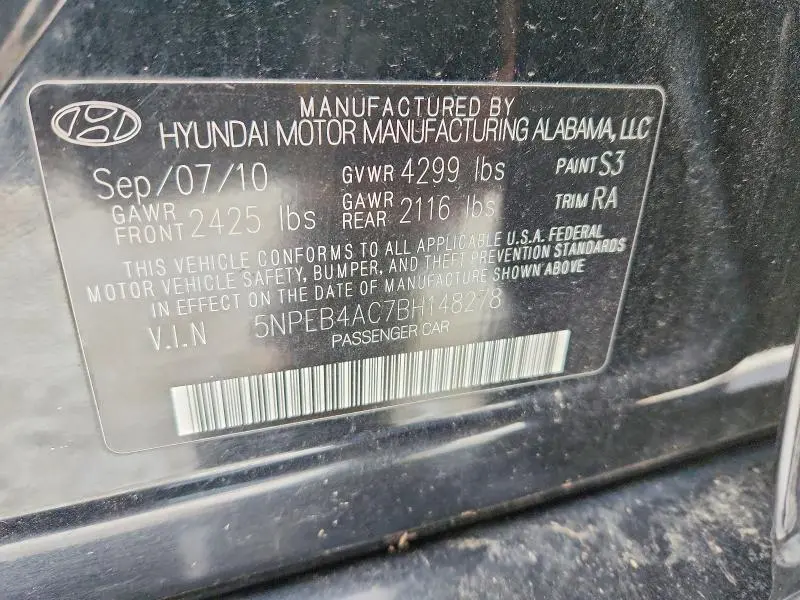 2011 HYUNDAI SONATA GLS  