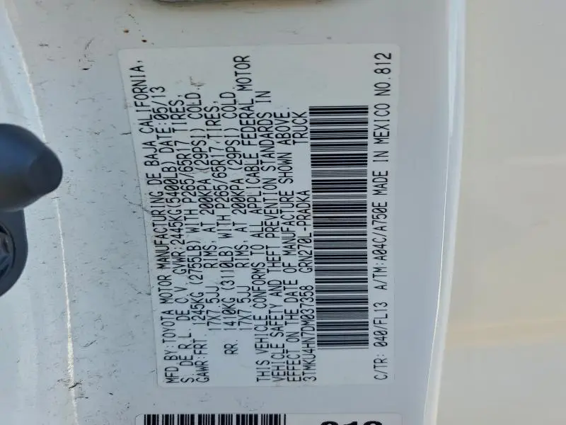 2013 TOYOTA TACOMA DOUBLE CAB PRERUNNER LONG BED  