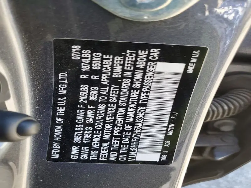 2018 HONDA CIVIC EX  
