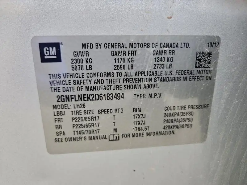 2013 CHEVROLET EQUINOX LT  