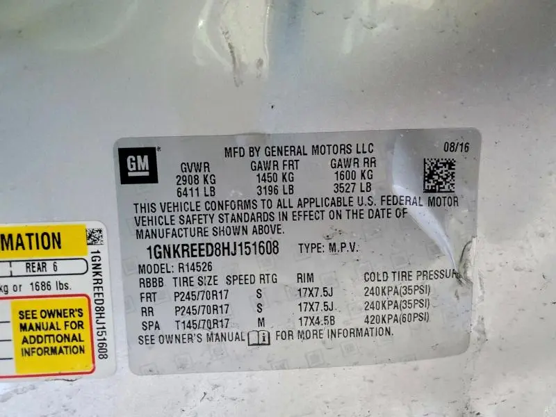 2017 CHEVROLET TRAVERSE LS  