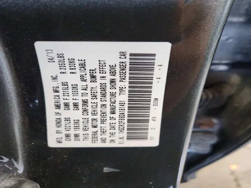 2013 HONDA ACCORD EXL  