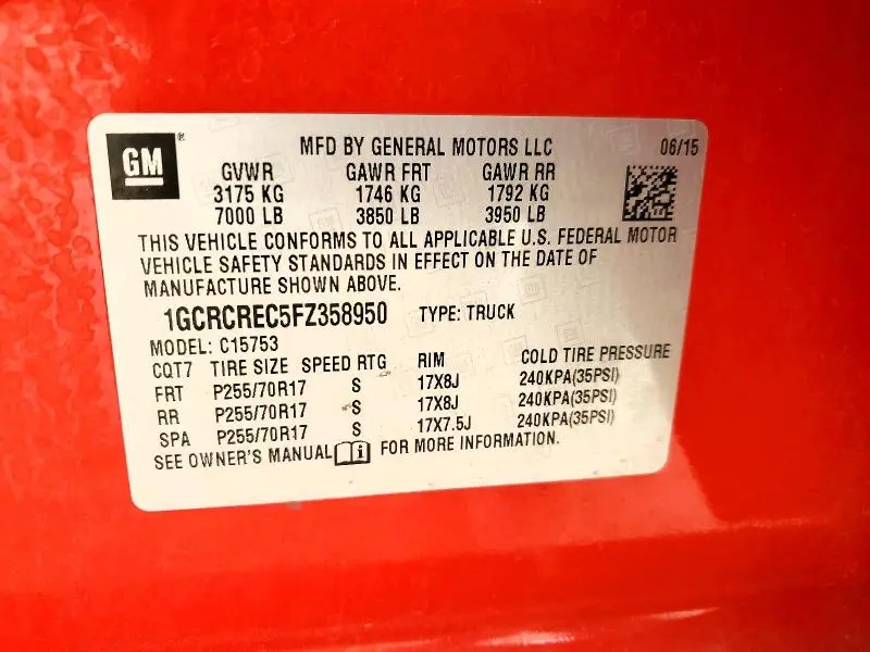 2015 CHEVROLET SILVERADO C1500 LT  