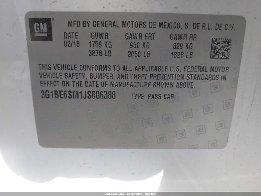 2018 CHEVROLET CRUZE LT AUTO