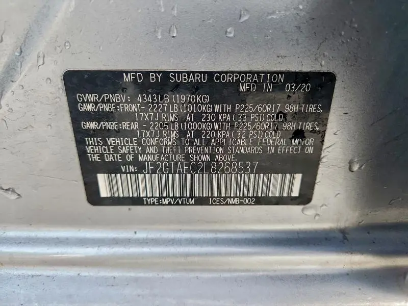 2020 SUBARU CROSSTREK PREMIUM  