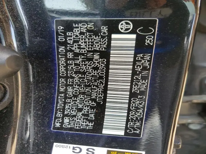 2020 TOYOTA COROLLA LE  